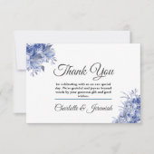 青素朴フローラ水彩モノグラム結婚ズ サンキューカード (正面)