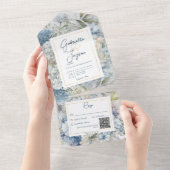 青素朴フローラ水色QRコード オールインワン招待状 (貼ってはがせる)