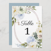 青素朴フローラ結婚のテーブル番号 招待状 (正面/裏面)