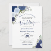 青素朴ボホウォーターバラフォーマル結婚ズ 招待状 (正面)