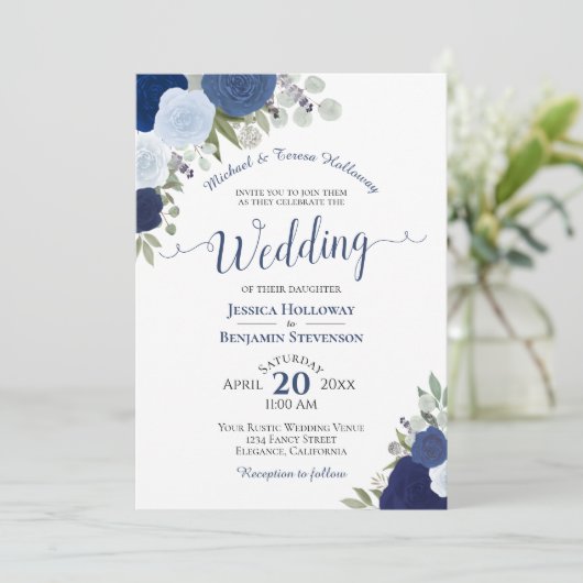 青素朴ボホウォーターバラフォーマル結婚ズ 招待状 (スタンド正面)