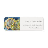 青素朴ミニマル黄ひまわりアドレス ラベル (正面)