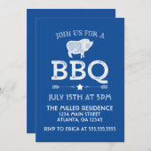 青素朴ヴィンテージBBQパーティー 招待状 (正面/裏面)