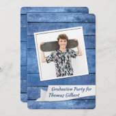 青素朴写真卒業招待状 招待状 (正面/裏面)