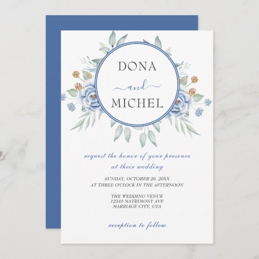 青素朴冬のフローラ結婚ズ 招待状 (正面/裏面)