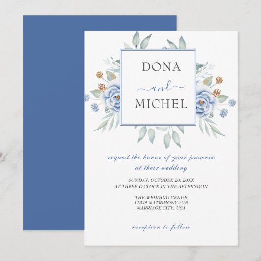 青素朴冬のフローラ結婚ズ 招待状 (正面/裏面)