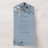 青素朴冬の葉ブルーNo Dinner オールインワン招待状 (内側)