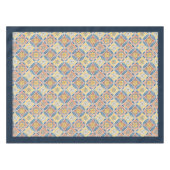 青素朴地中海の色とピンク色のタイル テーブルクロス (正面(横))