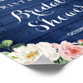 青素朴文字列ライトフローラブライダルシャワー記号 ポスター (角)