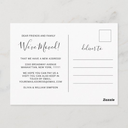 青素朴木の新しい住所の引越し案内 ポストカード (裏面)