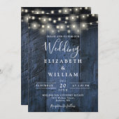 青素朴木の結婚ストリングライトQRコード 招待状 (正面/裏面)