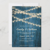 青素朴木ストリングライト結婚式招待状 (正面)