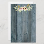 青素朴木ピンクと緑のフローラ 便箋 (正面/裏面)