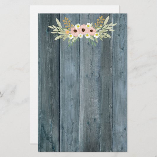 青素朴木ピンクと緑のフローラ 便箋 (正面/裏面)