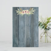 青素朴木ピンクと緑のフローラ 便箋 (スタンド正面)