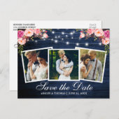 青素朴木ピンクフローラ3 Photo Save The Date インビテーションポストカード (正面/裏面)