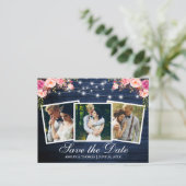 青素朴木ピンクフローラ3 Photo Save The Date インビテーションポストカード (スタンド正面)
