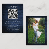 青素朴木フォトQRウェディングRSVP エンクロージャーカード (正面/裏面)