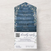 青素朴木フローラ緑QRコード結婚s オールインワン招待状 (内側)