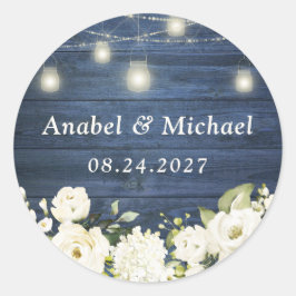 青素朴木ホワイトフラワーズメイソン瓶シール ラウンドシール