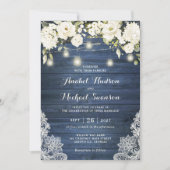 青素朴木ホワイトフラワーレースのメイソンジャース 招待状 (正面)