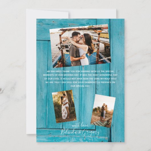 青素朴木4枚結婚のサンキューカード サンキューカード (正面)