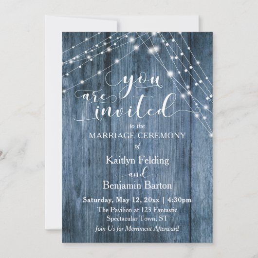 青素朴木、白い光のストリン結婚グ 招待状 (正面)