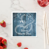 青素朴木、白い光の糸ミスター&ミセス スタンダードカクテルナプキン (インサイチュ)