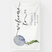 青素朴気球ベビーシャワーへようこそ 横断幕 (縦)