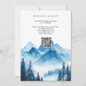 青素朴水彩山QRコード結婚 招待状 (裏面)