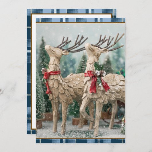 青素朴水牛のプレイド水の色トナカイ シーズンカード (正面/裏面)