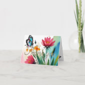 青素朴水色バタフライサンキューカード サンキューカード (正面)