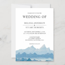 青素朴水色山景範囲 マグネット招待状