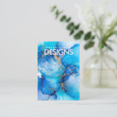 青素朴水色金ゴールドイヤリング表示カード 名刺 (スタンド正面)