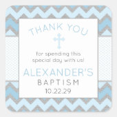 青素朴灰色のバプテ感謝していィスステッカー スクエアシール (正面)