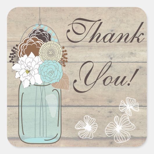 青素朴白ありがとう：ステッカー スクエアシール (正面)