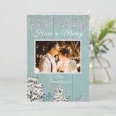 青素朴白の冬の雪の家族の写真 シーズンカード (スタンド正面)