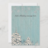 青素朴白の冬の雪の家族の写真 シーズンカード (裏面)