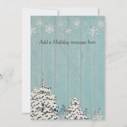 青素朴白の冬の雪の家族の写真 シーズンカード (裏面)