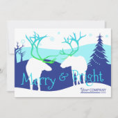 青素朴白トナカイ会社ロゴホリデー 招待状 (正面)