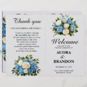 青素朴白フローラ結婚式 プログラム (正面/裏面)