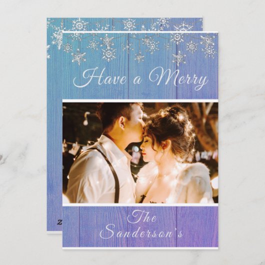 青素朴白メリークリスマスフォトカード シーズンカード (正面/裏面)