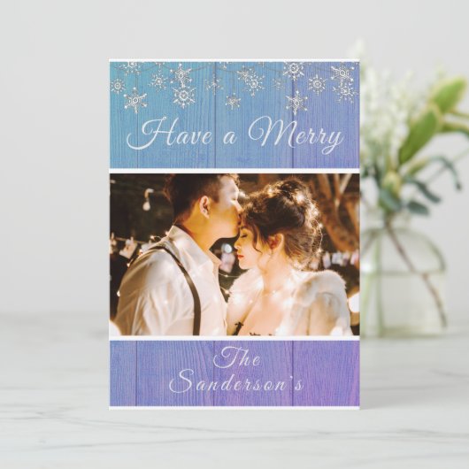 青素朴白メリークリスマスフォトカード シーズンカード (スタンド正面)