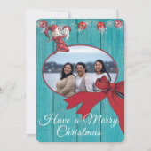 青素朴白レッド小妖精や小人家族の写真 シーズンカード (正面)
