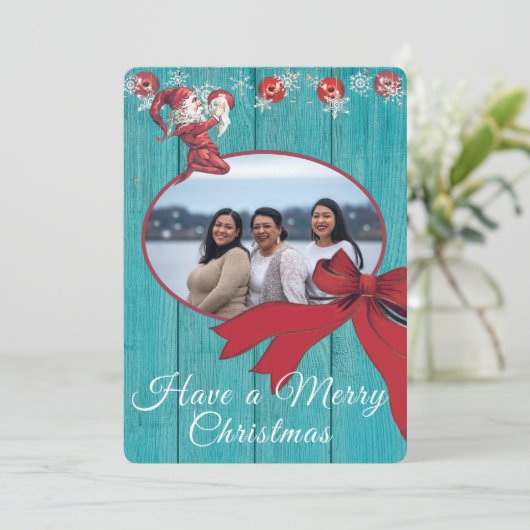 青素朴白レッド小妖精や小人家族の写真 シーズンカード (スタンド正面)