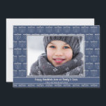 青素朴白（ユダヤ教）メノラーハヌカー写真 シーズンカード<br><div class="desc">ブルーホワ素朴イト（ユダヤ教）メノラーハヌカーのフォトカードと休日のメノラのフェスティバルパターンとあなたのカスタム写真。</div>
