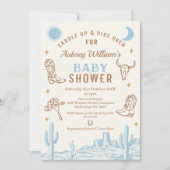 青素朴砂漠少年カウボーイ赤ちゃんシャワー 招待状 (正面)