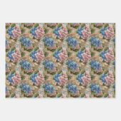青素朴紫陽花とピンク色の花 ラッピングペーパーシート (正面)