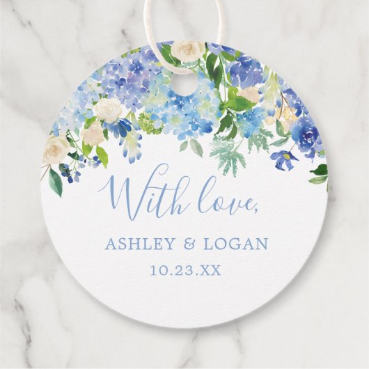 青素朴紫陽花ウォーターカラーフローラ結婚ズ フェイバータグ (裏面)