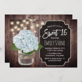 青素朴紫陽花フラワーメイソンジャイルスウィート16 招待状 (正面/裏面)